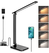 LED Desk Lamp,Desk Lamp with USB Charging Port,Desk Lamps for Home Office,Stepless Dimming Desk L...