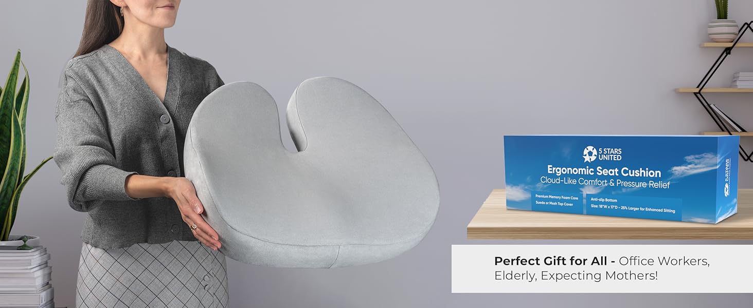 Seat Cushion Pillow - Perfect Gift for All - Office Workers, Elderly, Expecting Mothers!