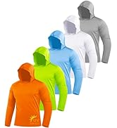 ZITY 5 Pack Men's Sun Protection Long Sleeve Hoodie Shirts UPF 50+ Fishing Shirts Lightweight Ath...