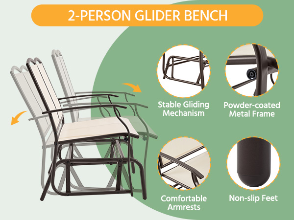 2-Person Outdoor Patio Swing Glider