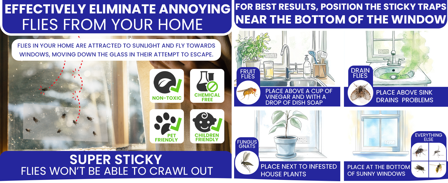 Effective remove flies with our window fly traps indoor for home fly tape. Fly sticky trap