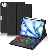 Hamile for iPad Air 11 Inch Case with Keyboard M3/M2 - Multi-Touch Trackpad, 7 Colors Backlit, Ma...
