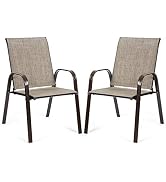 Giantex 2 Piece Patio Chairs, Outdoor Camping Chairs with Breathable Fabric, Set of 2 Garden Chai...