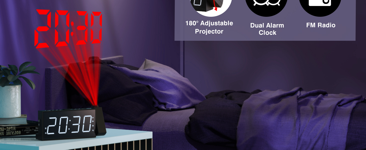 projection alarm clock radio