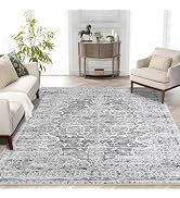 KUTA Vintage Area Rug 5x7 Grey, Washable Rugs for Living Room Ultra Soft Non-Slip Bedroom Rug Pri...