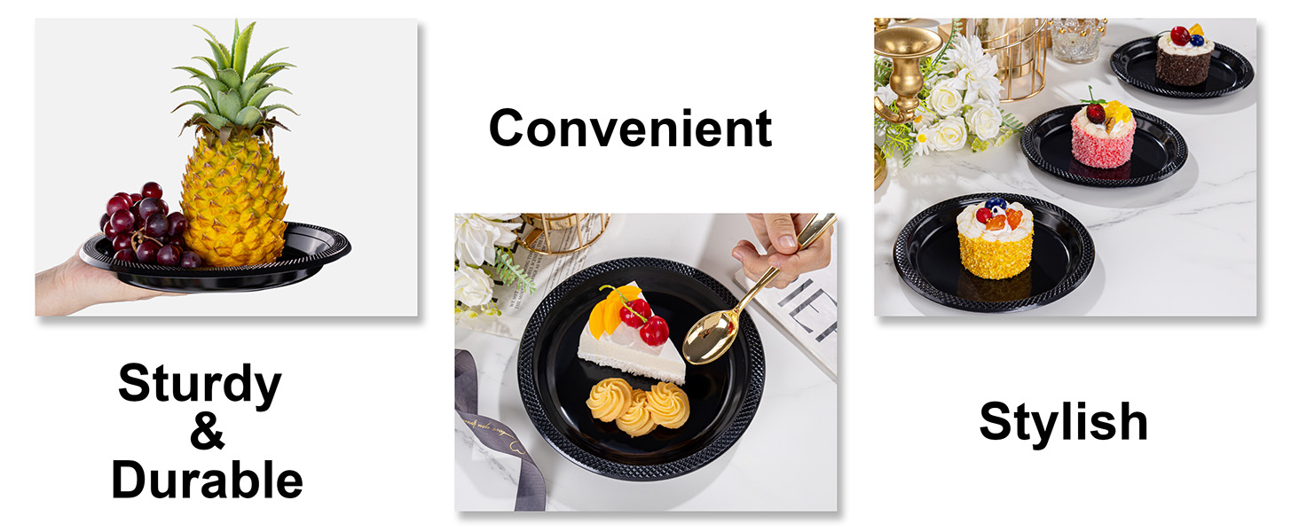 black plastic plates 10 inch