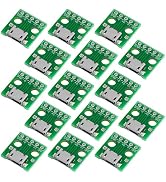 MakerHawk 15 Pcs Micro USB to DIP Adapter 5 Pin Female Connector B Type 2.54mm Pitch Converter Bo...