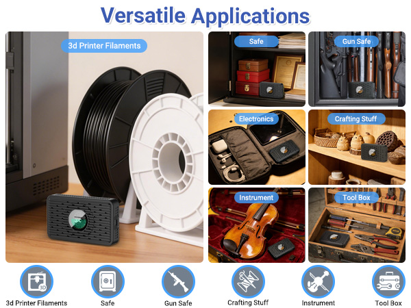 Auto Power-off Rechargeable Desiccant Dehumidifier with USB-C Cable