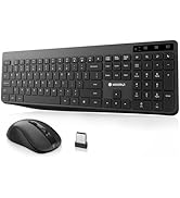 Wireless Keyboard and Mouse Combo,KOORUI 2.4G Silent Full Size Ergonomic Keyboard with 12 Shortcu...