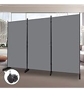 Room Divider Folding Privacy Screens with Wheels, 6FT Tall Divider for Room Separation, 3 Panel M...