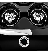 Car Cup Holder Coaster,2PCS Universal Heart Bling White Crystal Rhinestone Car Coasters &amp; Push to...