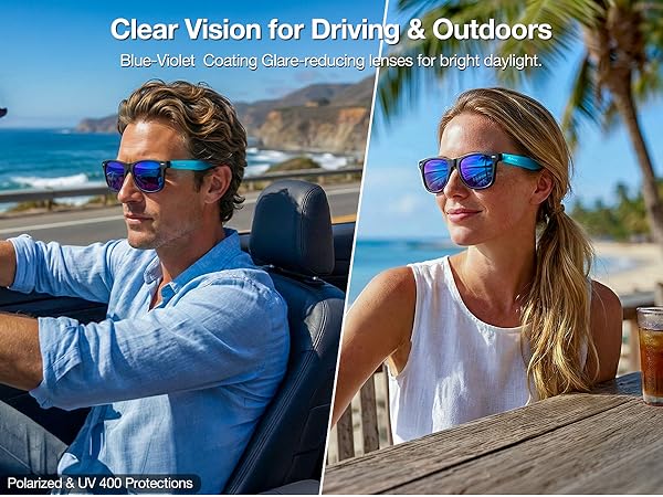 Anti glare men sunglasses for bright daylight conditions