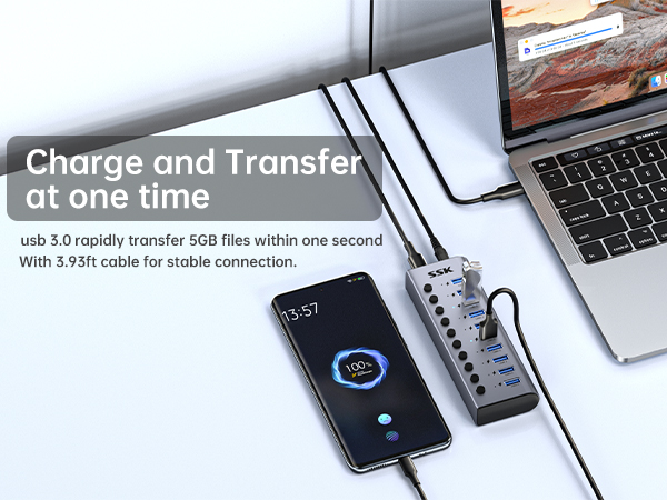 USB HUB CHARGE AND TRANSFER AT ONE TIME