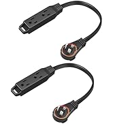 DEWENWILS 1FT 360° Rotating Flat Plug Extension Cord/Wire, 16AWG Multi 3 Outlet Extension Cord, 3...
