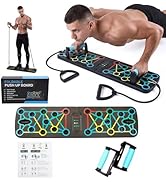 FRAWENLECO Foldable Push Up Board, 25-in-1 Workout Equipment with Non-Slip Handles, Color Coded G...