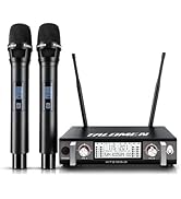 talomen Wireless Microphone System, UHF Dual Channel Handheld Mic Set with 2 Metal Mics, Auto Sca...