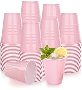 WELLIFE 12 OZ 100 PCS Pink Party Cups Heavy Duty Drinking Cups for Weddings, Valentine’s Day, Gir...