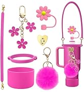Eechen Charm Stanley Cup Handle Strap Accessories Set(4 Colors) - Protective Silicone Boot, Straw...