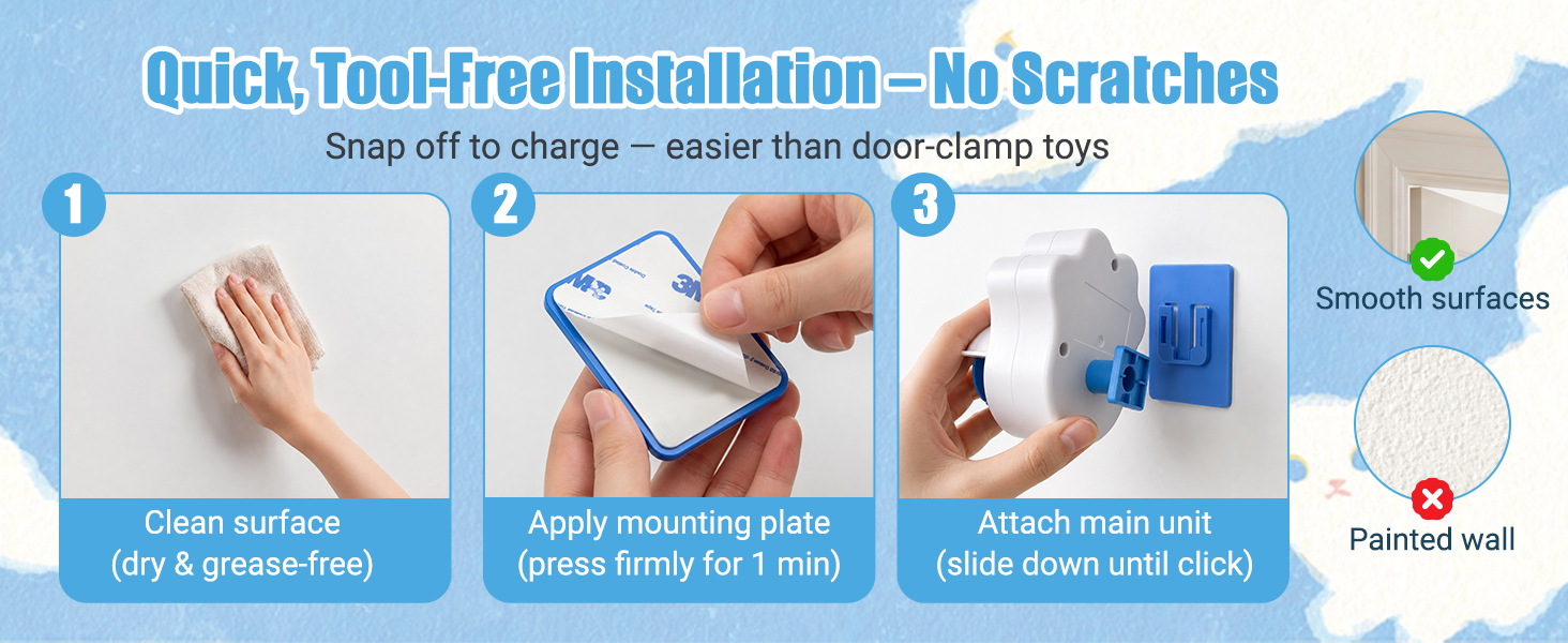 Quick, Tool-Free Installation-No Scratches