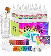 CraftBud Tie Dye Kit for Kids &amp; Adults, 197 Pieces - 18 Colors - Includes 18 Bottles, 120 Rubber ...
