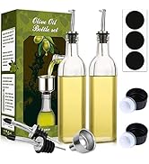 AOZITA [2 PACK] 17 oz Glass Olive Oil Dispenser Bottle Set - 500ml Clear Oil &amp; Vinegar Cruet Bott...