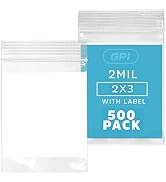2Mil Small Plastic Bags 2 x 3 inches, 500 Pack Zip Bags, Write on White Block, Reclosable Zipper ...