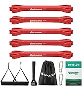 Odoland 5 Packs Pull Up Assist Bands, Pull Up Straps, Resistance Bands with Door Anchor and Handl...