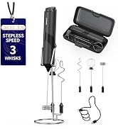 CIRCLE JOY Handheld Milk Frother Wand, Rechargeable Electric Coffee Frother | Variable-Speed Drin...