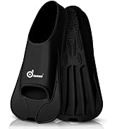 Odoland Snorkel Fins, Diving Fins for Adult, Full Foot Pocket Travel Size Swim Training Fins, Sil...