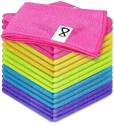 INFICRIME Microfiber Cleaning Cloths, 15 Pack Cleaning Rags, Wet and Dry Use Cleaning Towels, Hig...