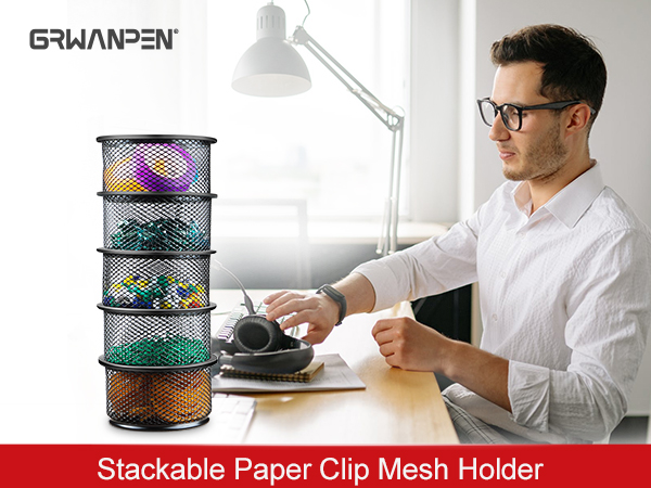 5 Packs Stackable Desk Mesh Holder