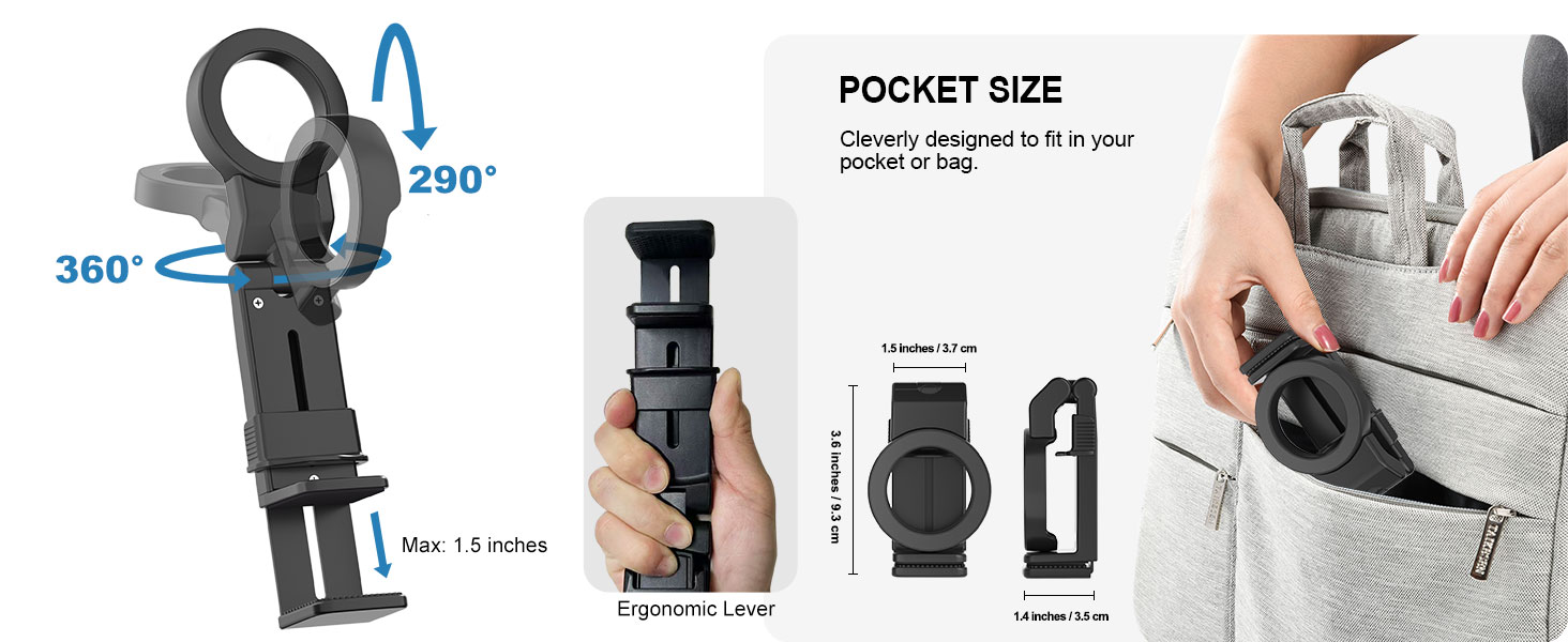 Compact/pocket size phone holder for travel