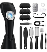 Foot Scrubber Callus Remover for Feet - with Holder &amp; RingLight, Portable Pedicure Kit Foot File ...