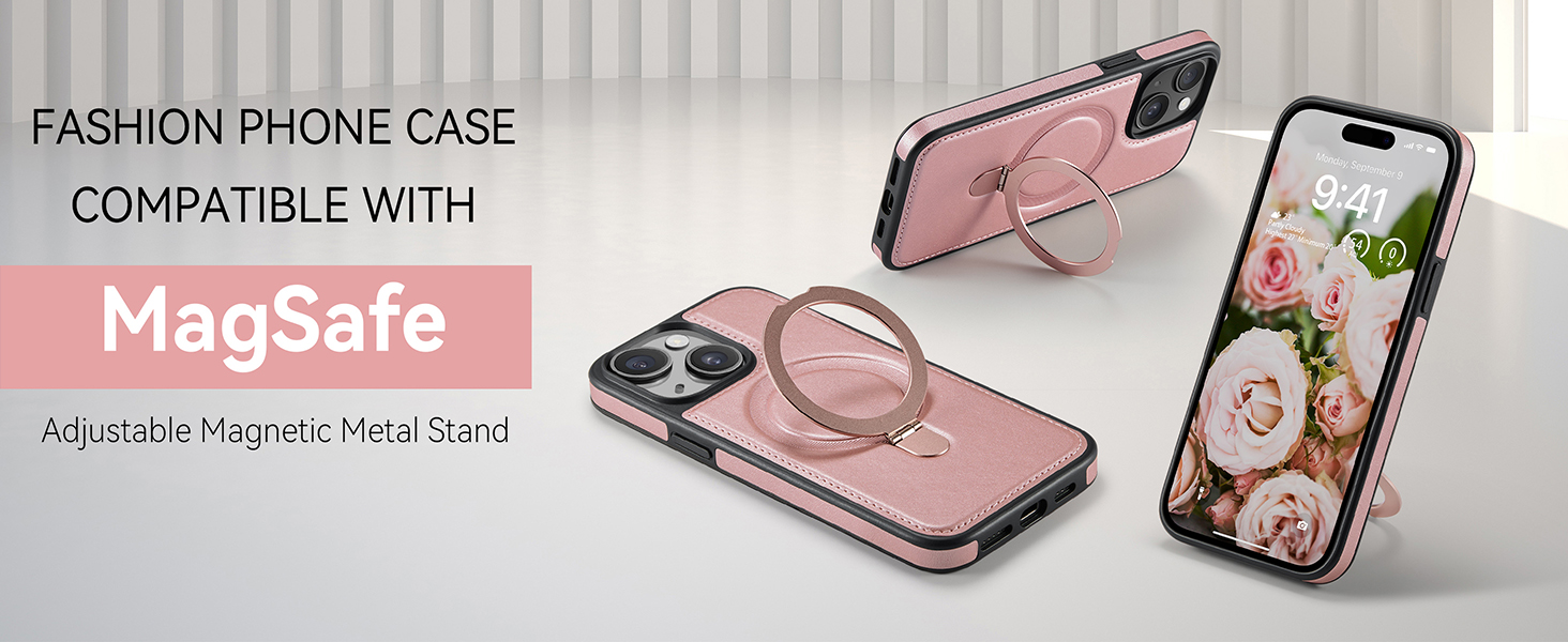 case with stand pu leather compatible with magsafe