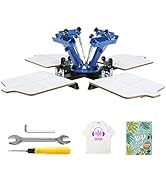 VEVOR Screen Printing Machine, 4 Color 4 Station 360° Rotable Silk Screen Printing Press, 21.2x17...
