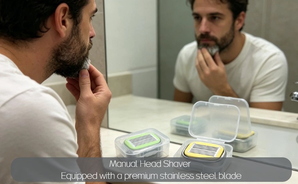 Manual Head Shavers for Bald Men, Portable Hair Clipper Grooming Tool Low Friction Handheld Razor