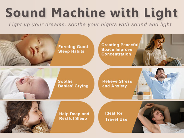 White Noise Machine Sound Machine with Light help you relax and sleep better