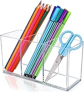 Banafich Acrylic Pen Holder for Desk, Plastic Pencil Holder for Desk, Small Desk Organizer for Ho...