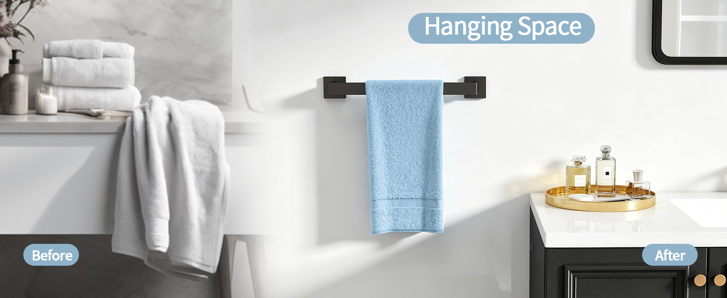 Towel Bar, Black Wall Mount Towel Holder for Bathroom