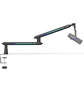 IXTECH RGB Low Profile Boom Arm for Mic, Adjustable Microphone Arm Stand with Desk Mount Clamp, R...