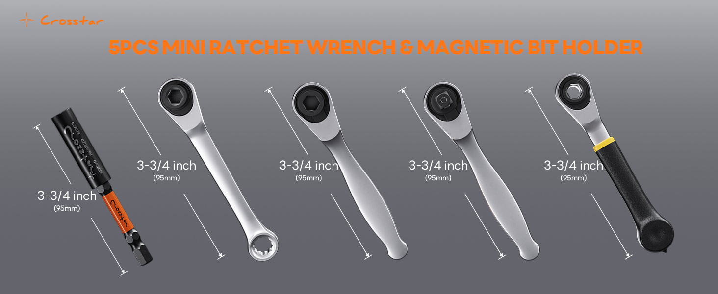 Crosstar 5-Piece Mini Ratchet Wrench Set