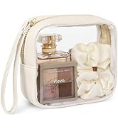 PACKISM Small Clear Makeup Bag - Pebbled Texture &amp; Frameless PU Leather Clear Mini Makeup Bag for...