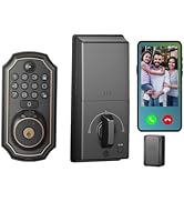 Keyless Video Door Bell Door Lock Deadbolt with Handle, Wi-Fi, Fingerprint Unlock, Keypad with 2 ...