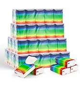 20 Pack Bulk Pocket Tissues, 3-Ply Soft Travel Tissue, Rainbow Gradient Design, 10 Sheets per Pac...