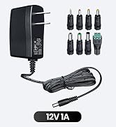 10FT UL 12V 1A 1000mA 12W Power Supply Adapter with 8 Converter Tips Horizontal Plug 0.5A 500mA 0...
