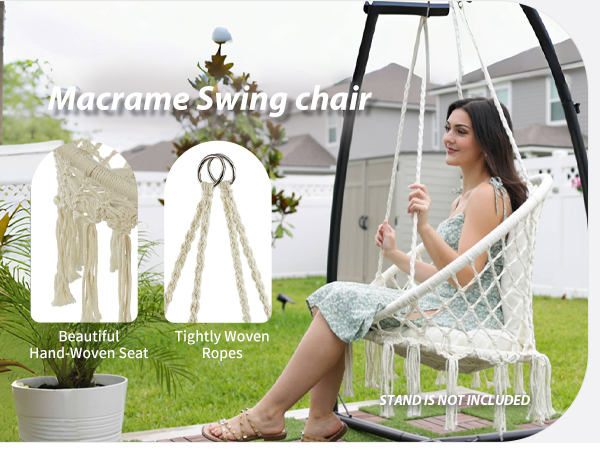 JoyView Macrame Hanging Swing Chair-5