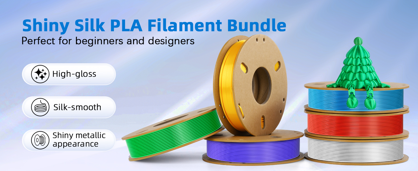 Shiny Silk PLA Filament Bundle