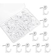 60Pcs Push Pin Hooks, Clear Thumb Tacks Wall Push Pins Plastic Heads Pin Tacks Decorative Push Pi...