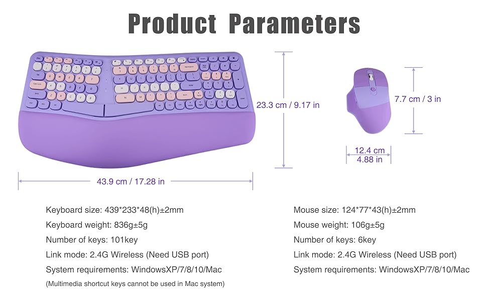 Wireless Keyboard Ergonomic 
