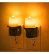 JandCase Flameless Candle Night Light, 2 Pack Night Lights Plug into Wall, 2000K Amber, 0-100LM D...